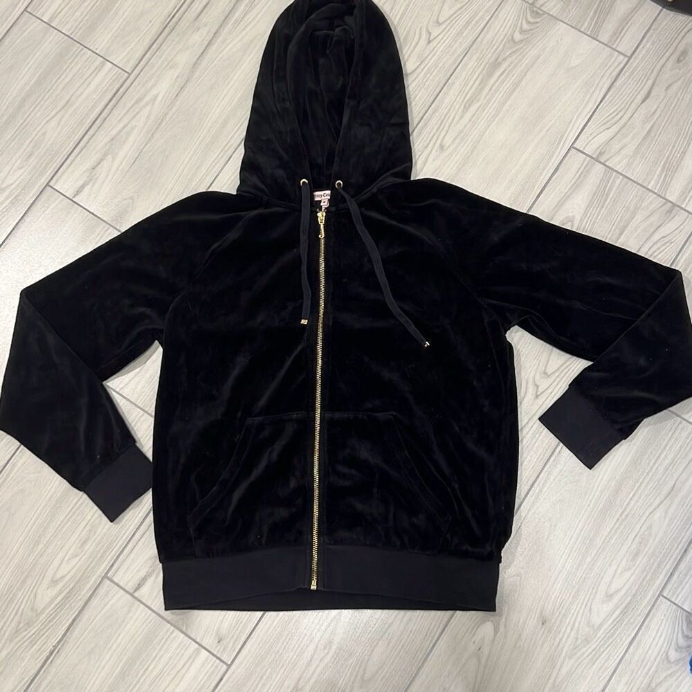 Juicy Couture women's black zipup sweater size medium vintage condition ‎  check